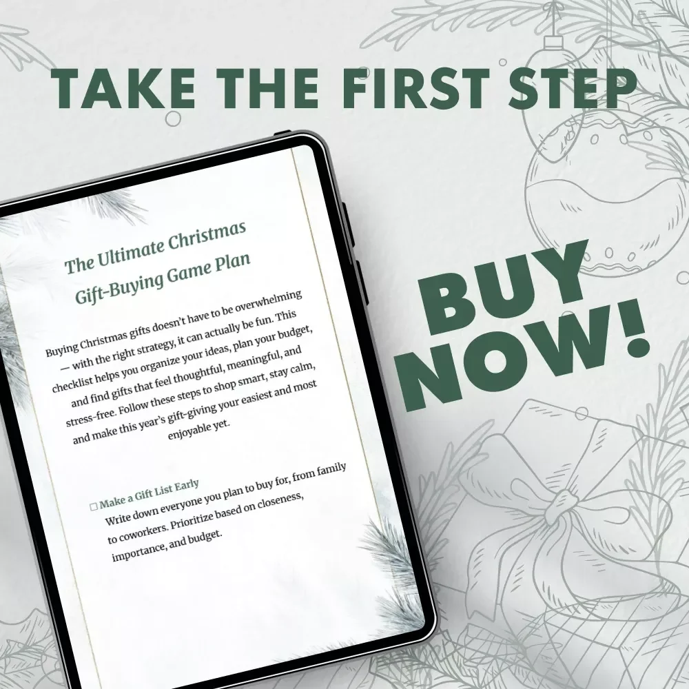 The Ultimate Christmas Gift-Buying Game Plan | Printable Holiday Checklist | Digital Download Guide for Stress-Free Christmas Shopping | What Gifts to Buy for Christmas Organizer