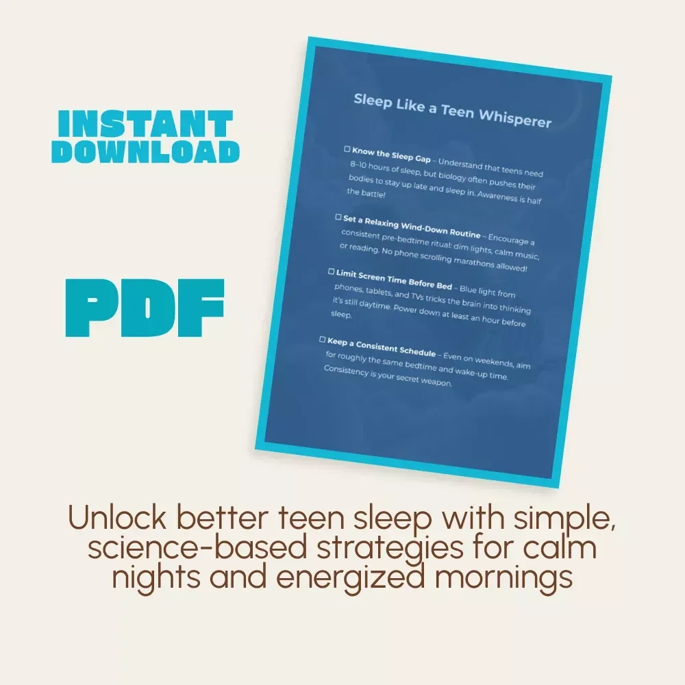 Sleep Like a Teen Whisperer – Digital Guide for Parents & Teens | Better Teen Sleep Habits | Sleep Hygiene eBook | Printable Checklist for Healthy Rest