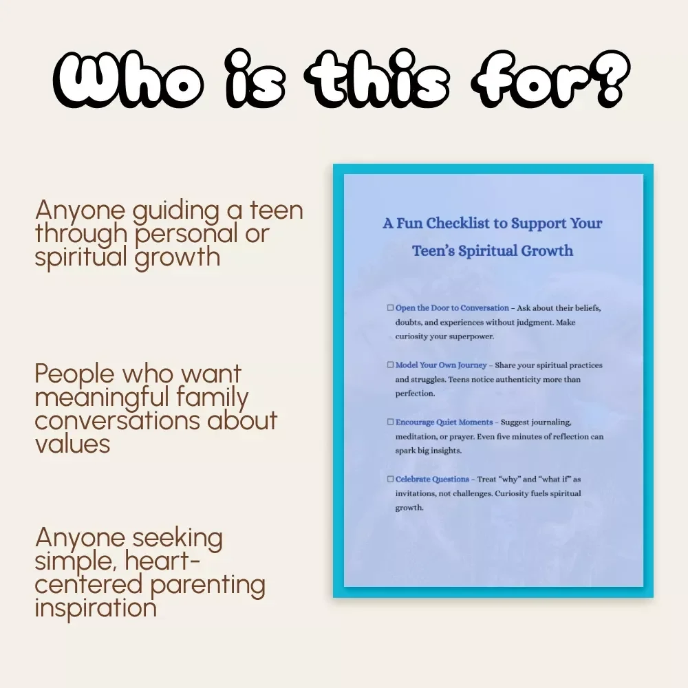 A Fun Checklist to Support Your Teen’s Spiritual Growth | Printable Parenting Guide for Mindful Families | Digital Download for Teen Spiritual Development & Connection
