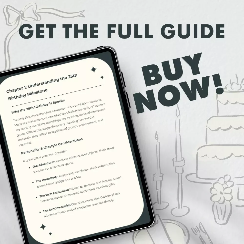 Turning 25 in Style: Thoughtful & Creative Gift Ideas for a Quarter-Century Celebration | 25th Birthday Gift Ideas Guide | Digital Download eBook for Meaningful, Modern, and AI-Inspired Gifting