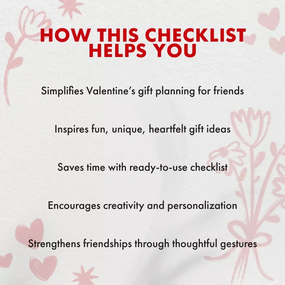The Ultimate Friend-Approved Valentine’s Day Gift Checklist | Digital Download | Fun, Thoughtful & Quirky Gift Ideas for Friends | Printable Valentine’s Day Guide for Galentine’s, BFFs & More