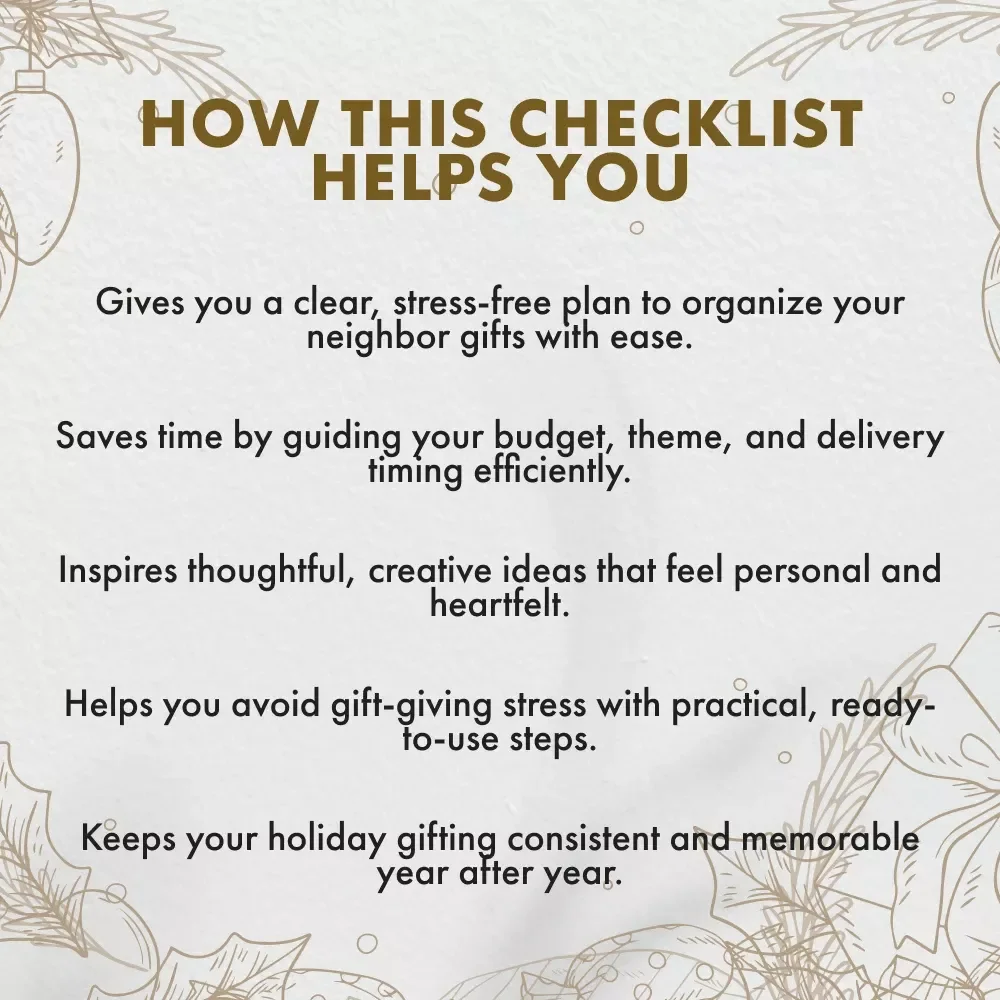 The Friendly Neighbor’s Christmas Gift Checklist | Printable Holiday Guide for Neighbor Gifts | Tips for Gifts for Neighbors on Christmas | Digital Download