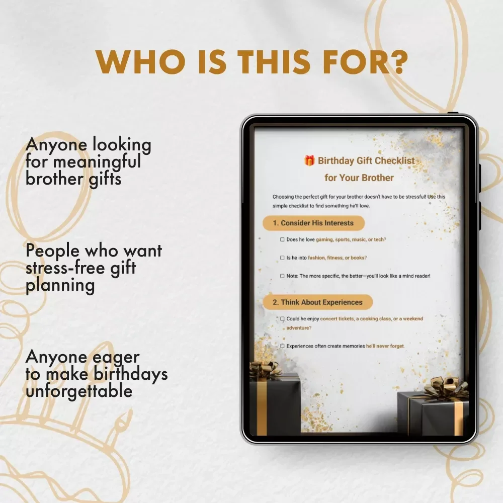 Birthday Gift Checklist for Your Brother | Printable Birthday Gift for Brother | Digital Download Gift Planner | Birthday Gift Ideas for Brother
