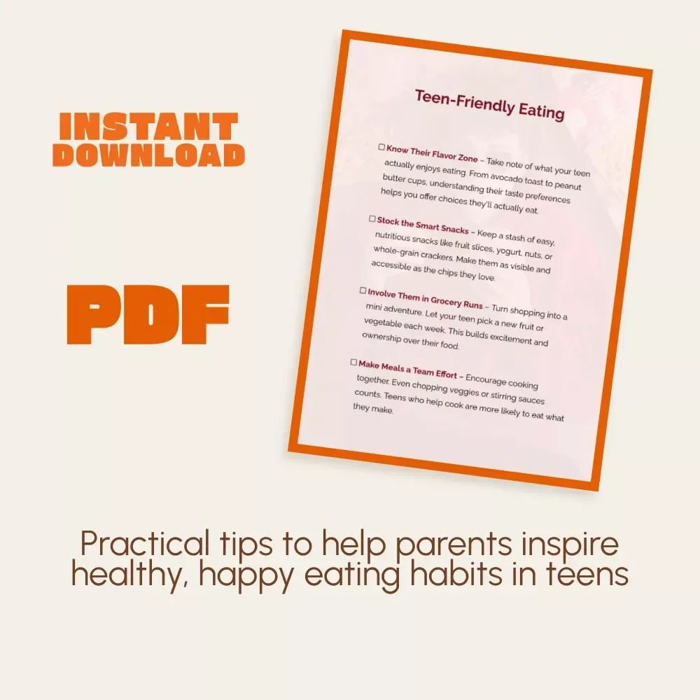 Teen-Friendly Eating | Healthy Eating Guide for Teens | Digital Download Nutrition Tips for Parents | Printable Teen Food Habits eBook