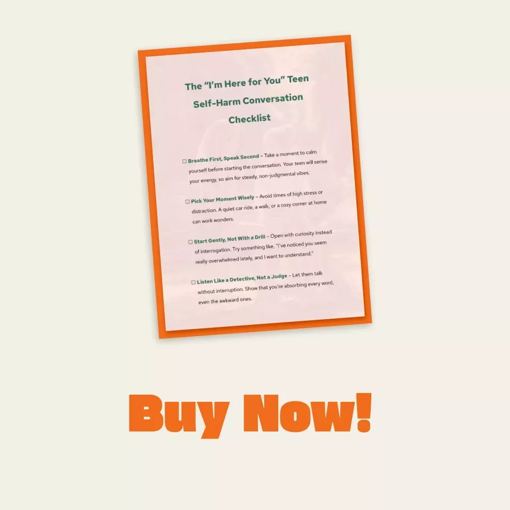 The “I’m Here for You” Teen Self-Harm Conversation Checklist | Digital Download Parent Guide | Gentle Communication Tips for Parents of Teens | Printable Mental Health Support Tool