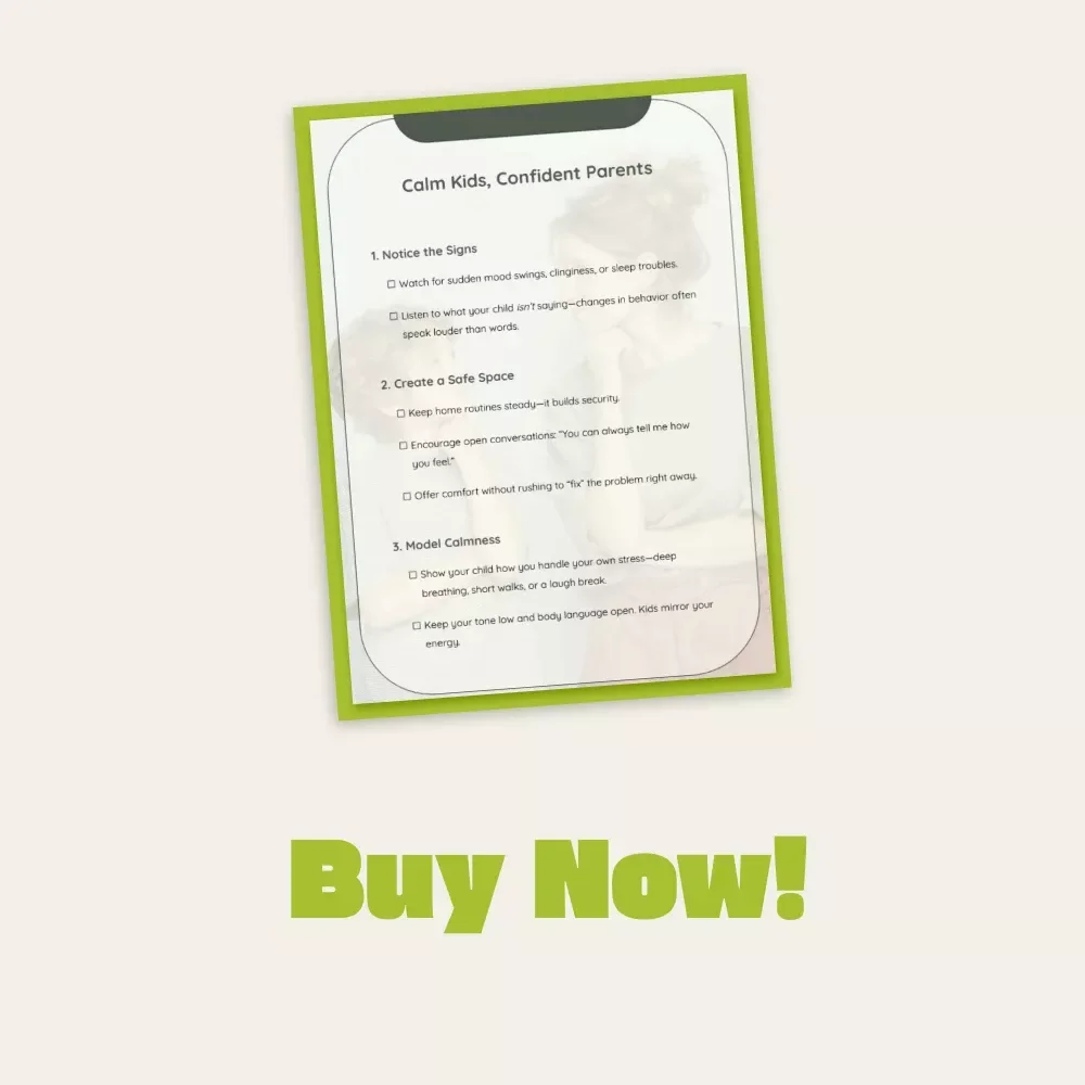 Calm Kids, Confident Parents | Printable Checklist for Parents | How to Handle Children's Stress | Digital Download for Mindful Parenting & Emotional Wellness
