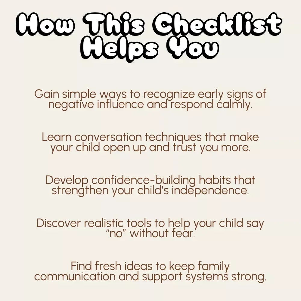 Peer Pressure Survival Guide for Parents | Printable Checklist for Moms & Dads | How to Handle Children's Peer Pressure | Digital Download Parenting Resource