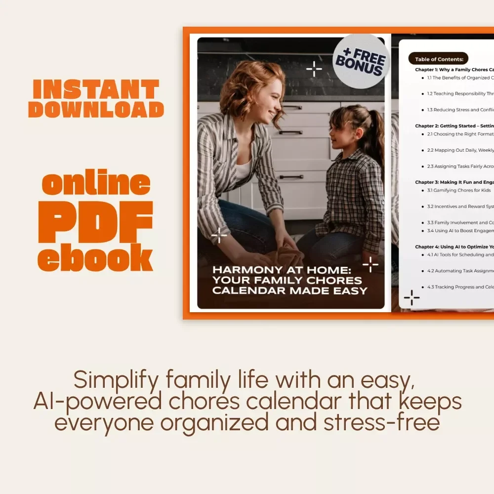 Harmony at Home: Your Family Chores Calendar Made Easy | How to Organize a Family Chores Calendar eBook | Digital Download Guide for Parents, Kids & Families
