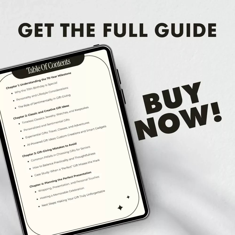 Celebrating 70 Years: The Ultimate Guide to Thoughtful Birthday Gifts | Meaningful 70th Birthday Gifts Ideas for Mom, Dad, Grandma, Grandpa, or Friends | Digital Download Guide