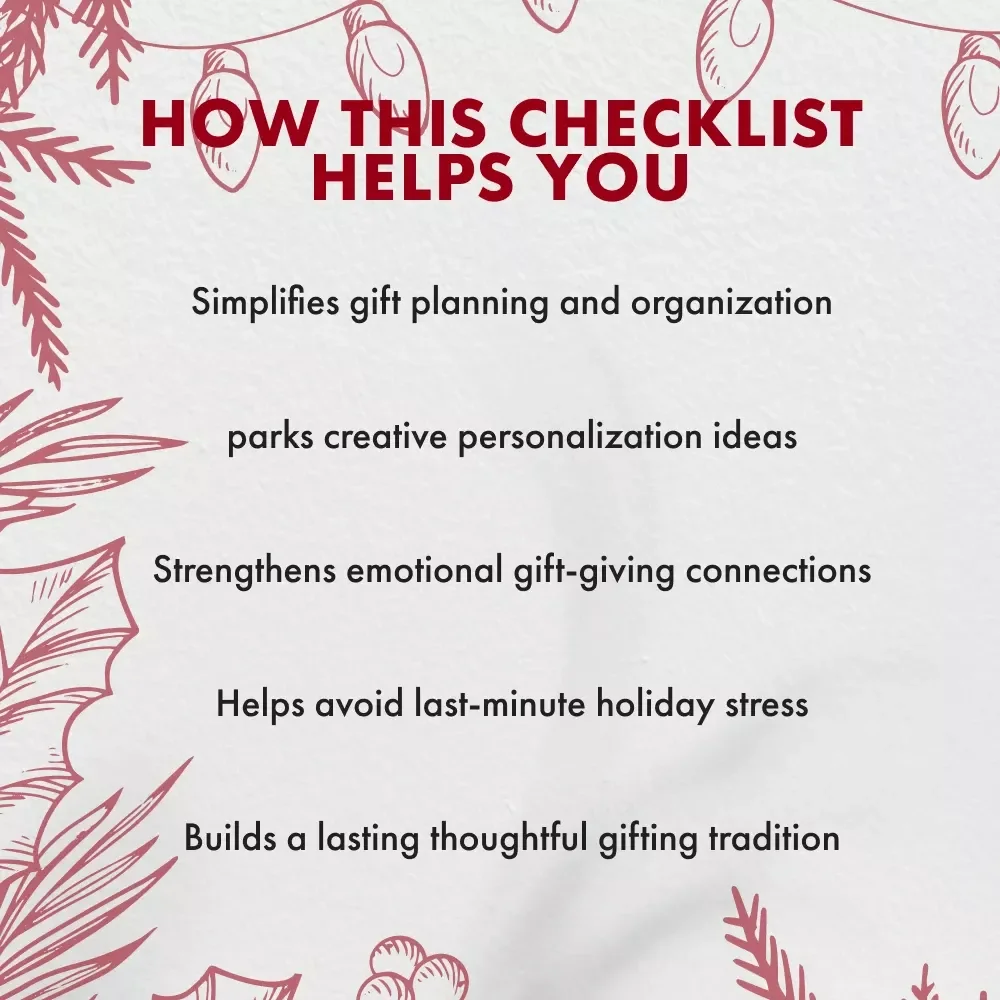 Personalized Christmas Gift Checklist | Printable Holiday Planning Guide for Unique & Sentimental Personalized Christmas Gifts | Digital Download