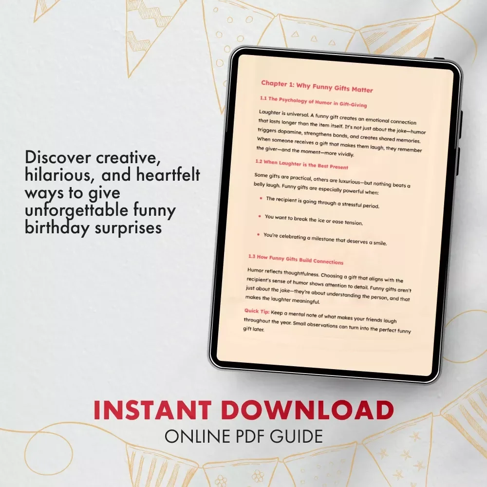 The Ultimate Guide to Funny Birthday Surprises | Funny Birthday Gifts eBook | Digital Download for Creative & Hilarious Gift Ideas