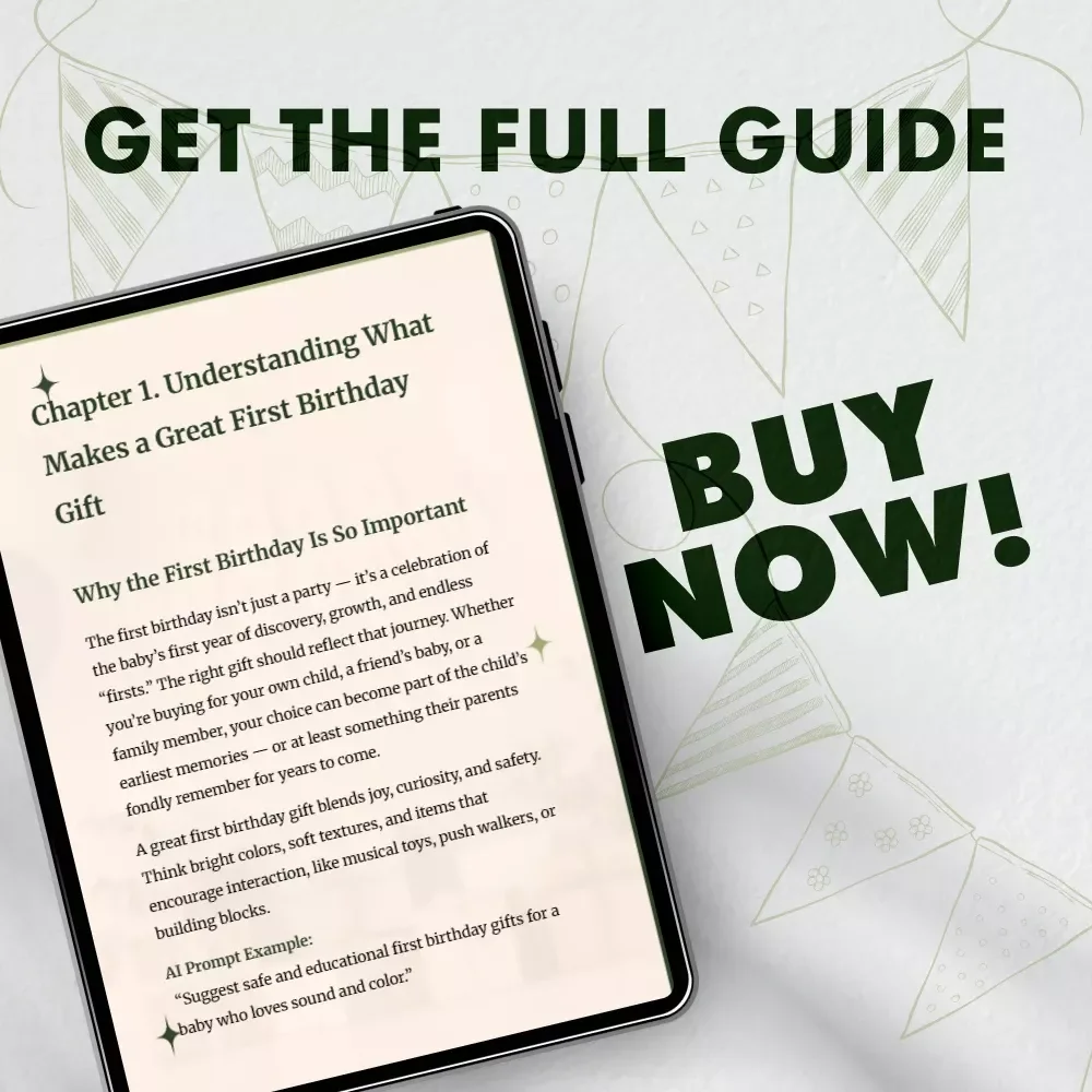 Heartfelt First Birthday Gift Ideas | eBook for Parents, Grandparents & Friends | Digital Download Guide for Unique First Birthday Gift Ideas, Keepsakes & Creative Inspiration