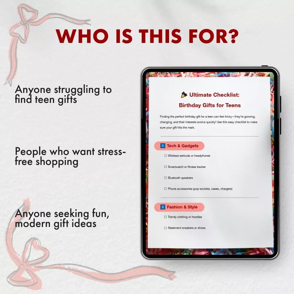 Ultimate Checklist: Birthday Gifts for Teens | Digital Gift Ideas Guide for Trendy, Tech-Loving, and Creative Teens | Printable & Instant Download