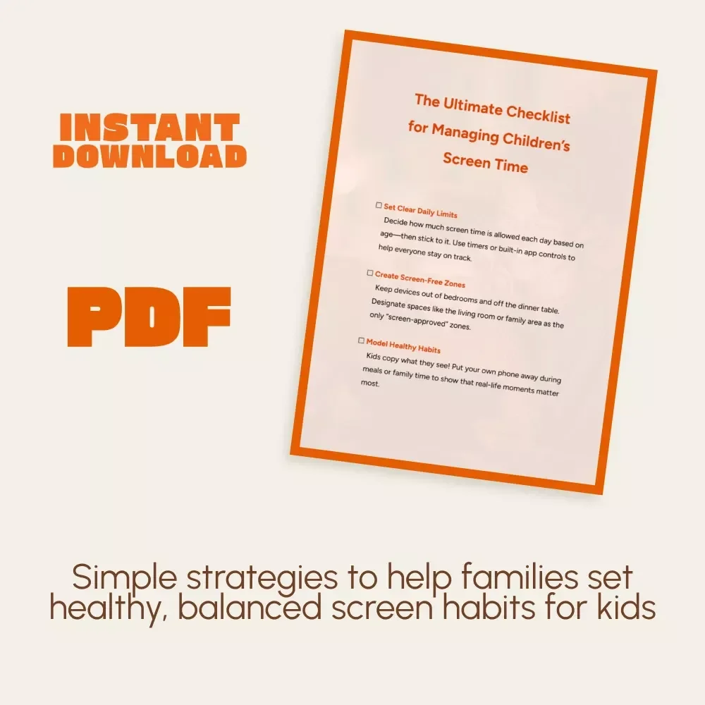 The Ultimate Checklist for Managing Children’s Screen Time | Printable Family Guide | Digital Download for Parents | How to Manage Screen Time for Children