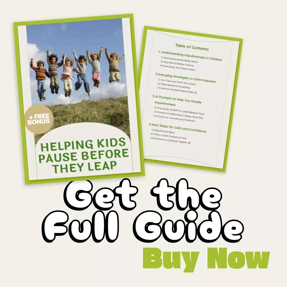 Helping Kids Pause Before They Leap | Printable Parenting Guide on How to Handle Children's Impulsiveness | Digital Download for Mindful Parenting, Emotional Regulation & Calm Behavior
