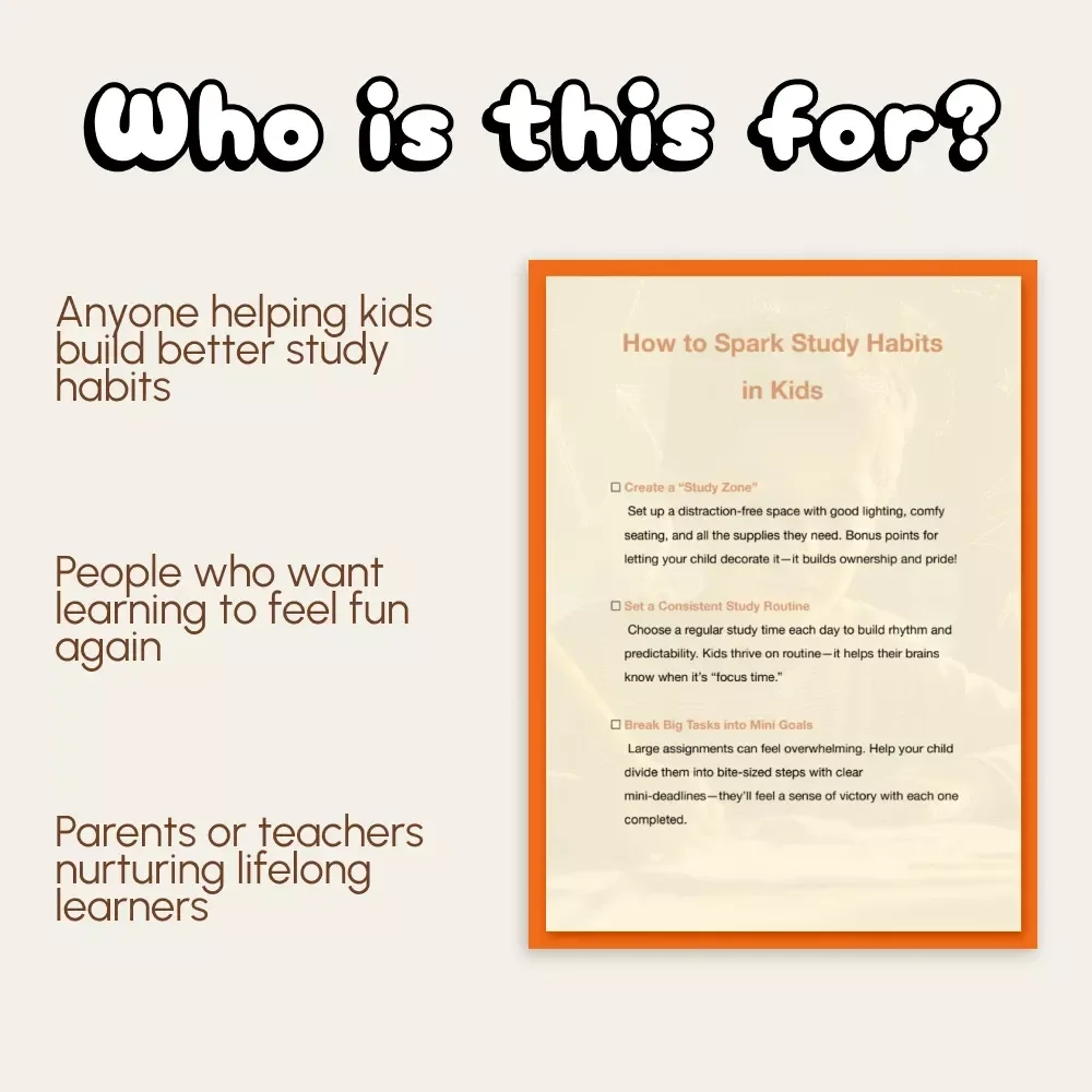 How to Spark Study Habits in Kids – Printable Checklist for Parents | Digital Download | How to Encourage Good Study Habits in Kids