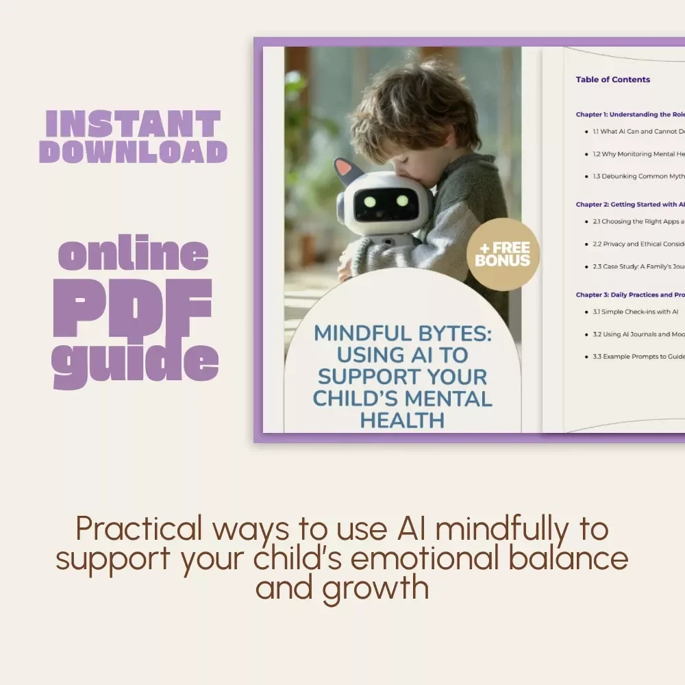Mindful Bytes: Using AI to Support Your Child’s Mental Health | Digital Parenting Guide on How to Use AI to Track Your Child's Mental Health | eBook for Conscious Parents & Caregivers