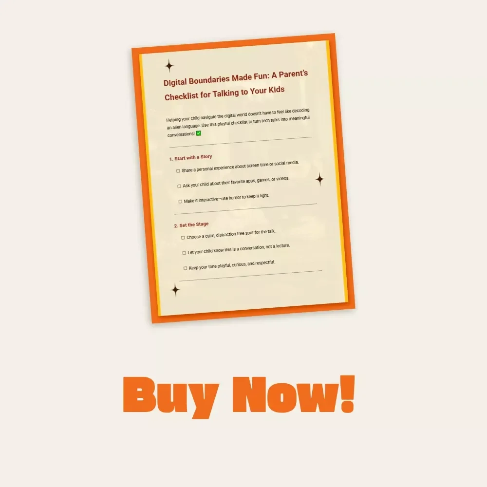 Digital Boundaries Made Fun: A Parent’s Checklist for Talking to Your Kids | Printable Digital Download | Family Communication Guide for Screen Time & Online Safety | how to talk to your child about digital boundaries