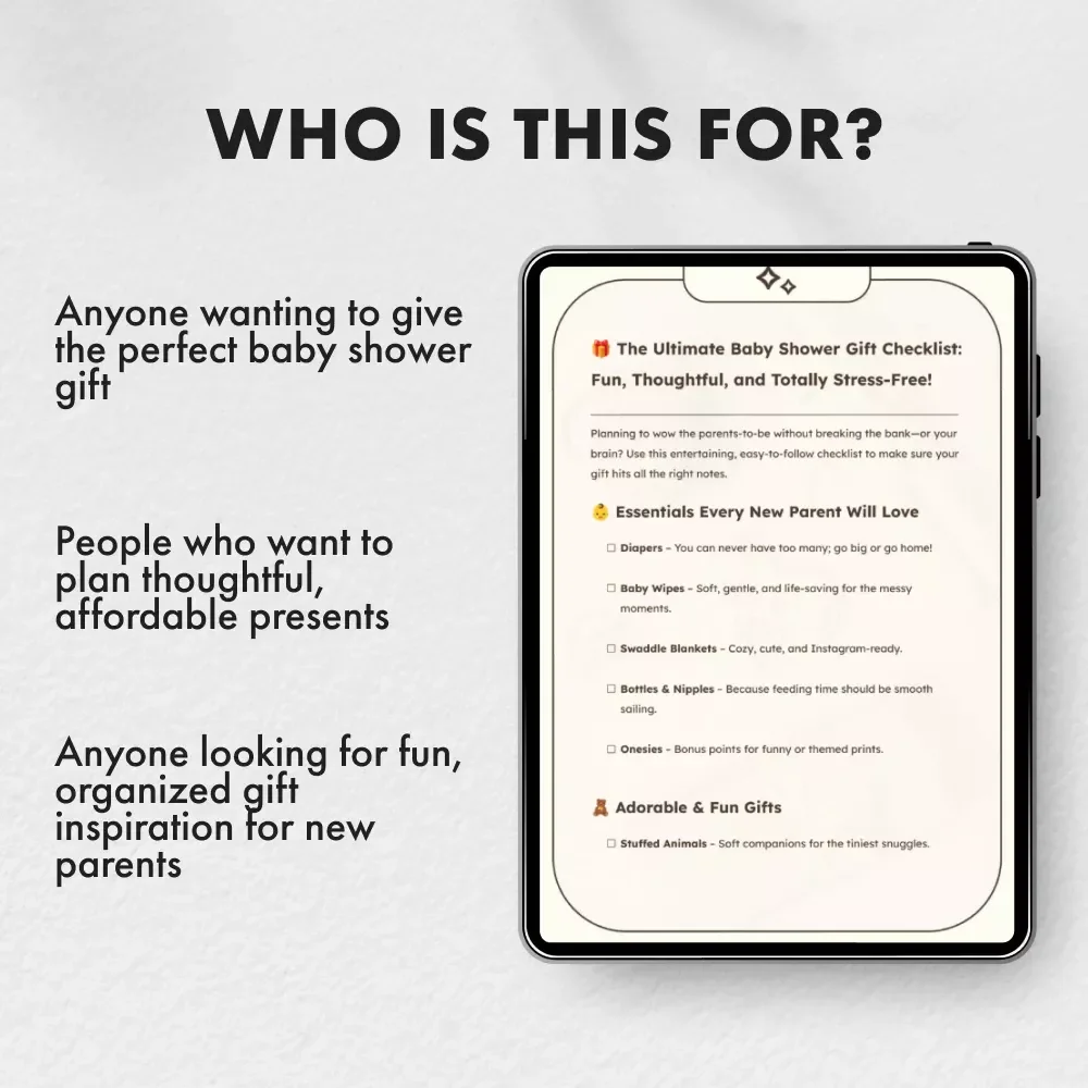 The Ultimate Baby Shower : Fun, Thoughtful, and Totally Stress-Free! | Printable Baby Shower Checklist | Digital Download Gift Guide for New Parents