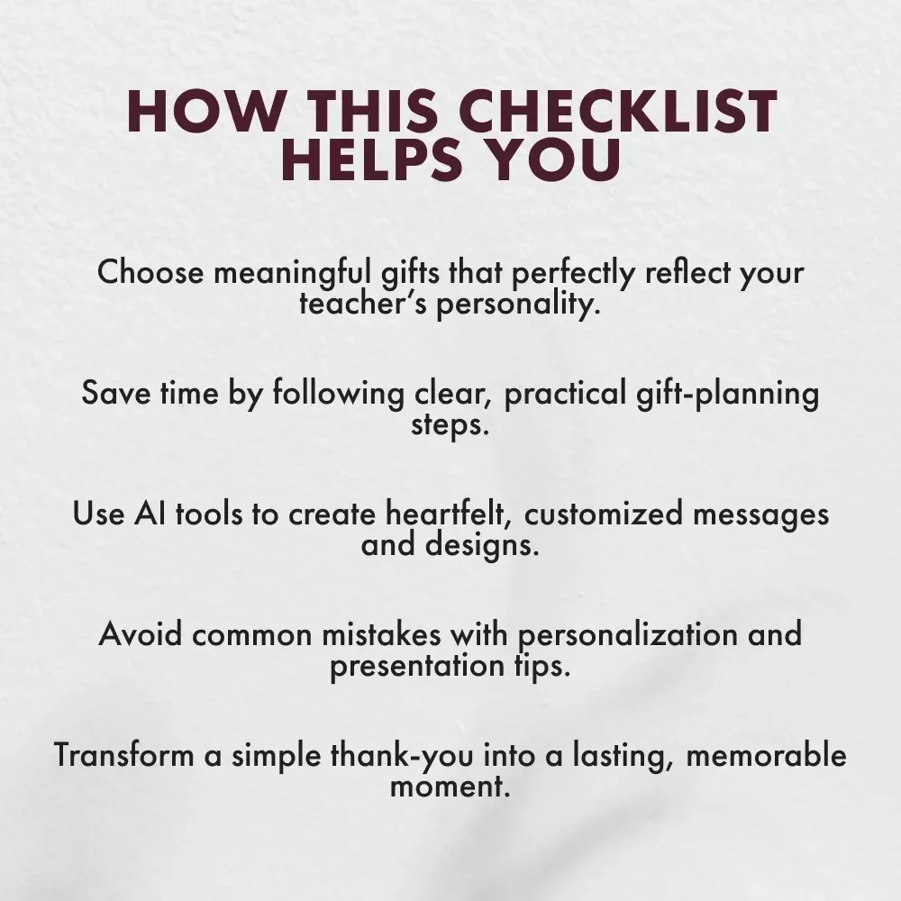 Personalized A+ Teacher Gifts Checklist | Digital Download | Personalized Teacher Gifts Guide for Creative, Thoughtful, and Unique Teacher Appreciation Ideas