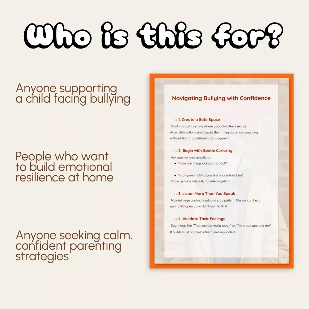 Navigating Bullying with Confidence | Printable Parenting Checklist | How to Talk to Your Child About Bullying | Digital Download Guide for Parents