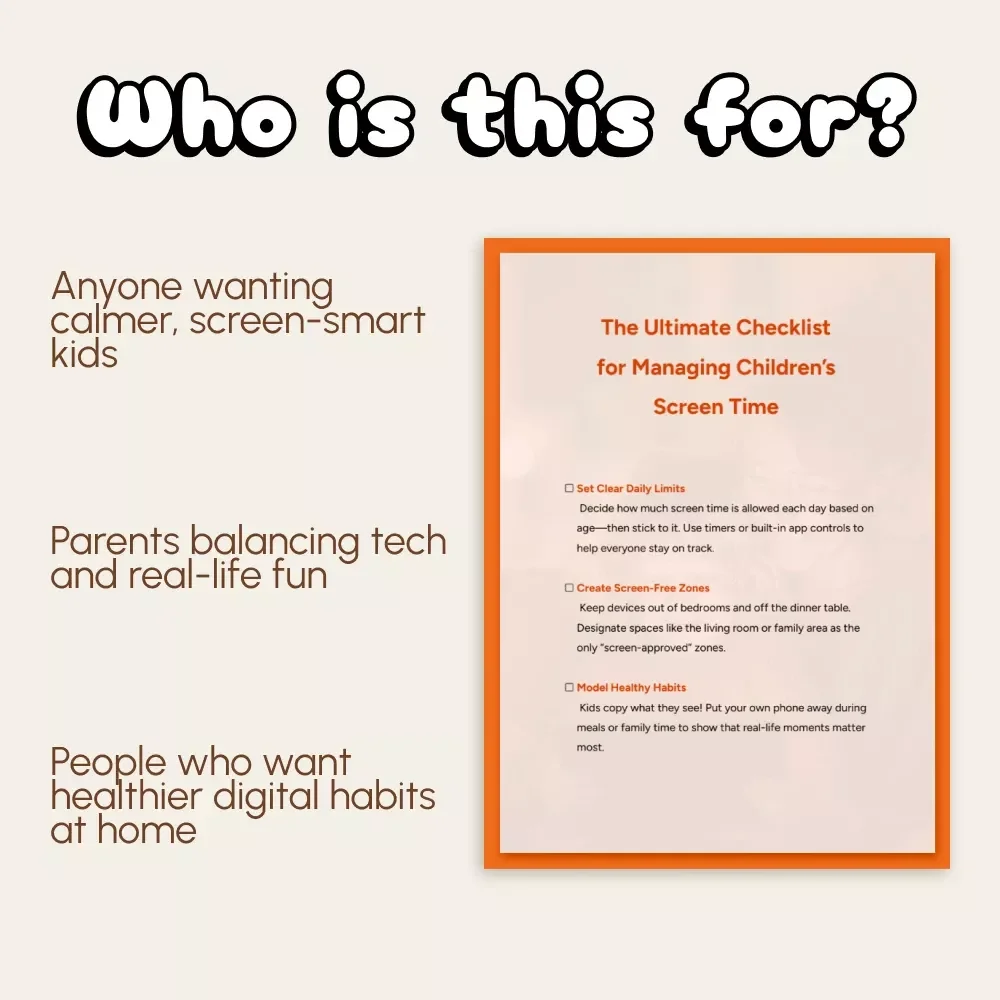 The Ultimate Checklist for Managing Children’s Screen Time | Printable Family Guide | Digital Download for Parents | How to Manage Screen Time for Children