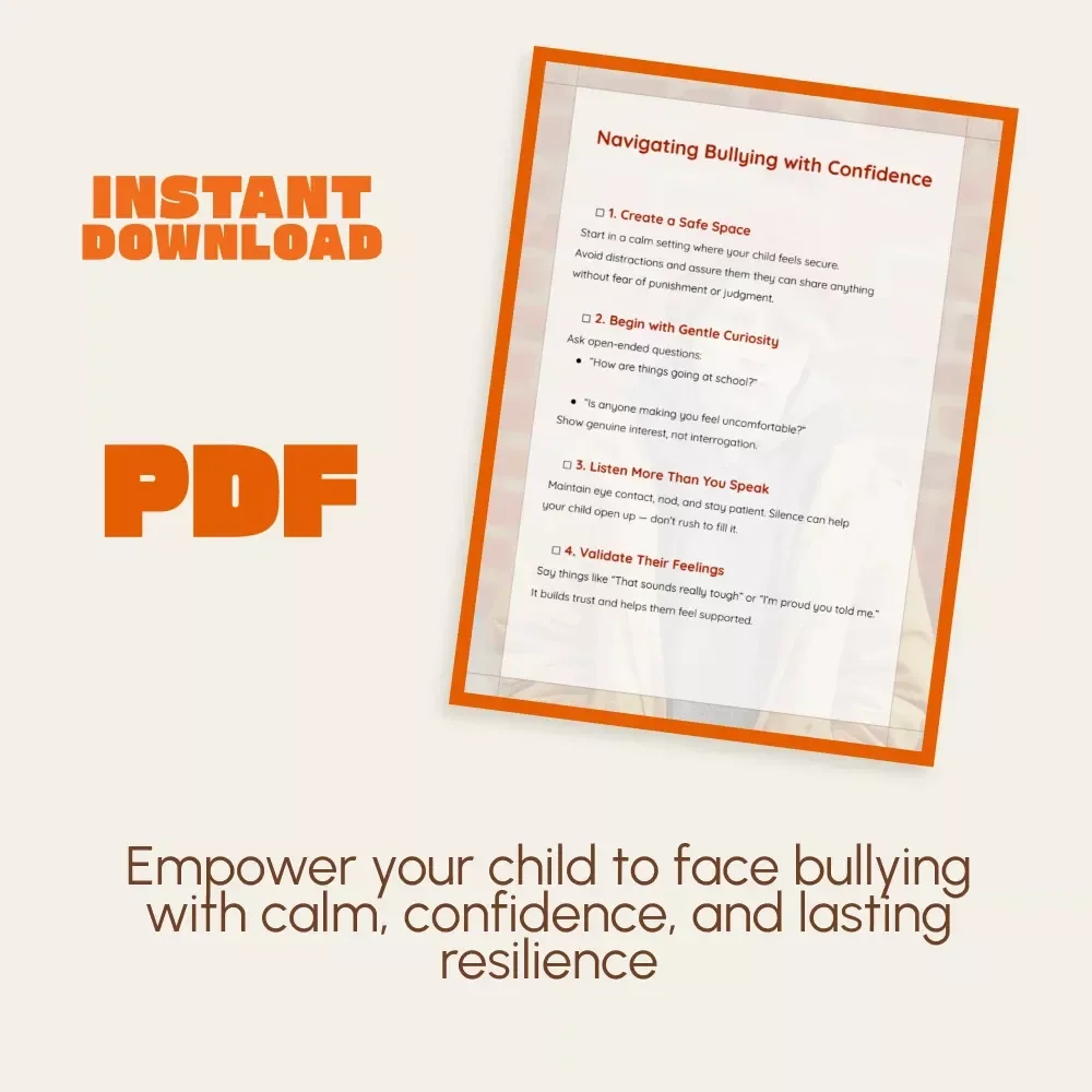 Navigating Bullying with Confidence | Printable Parenting Checklist | How to Talk to Your Child About Bullying | Digital Download Guide for Parents