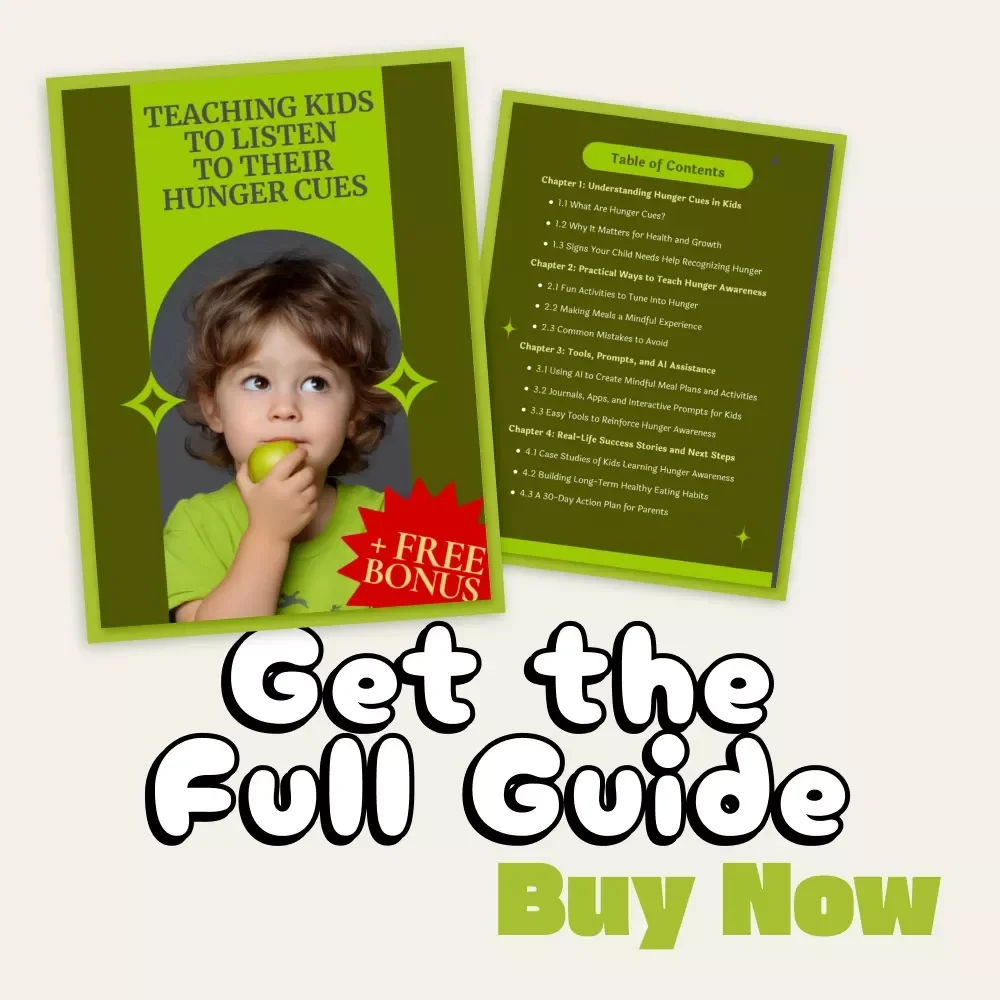 Teaching Kids to Listen to Their Hunger Cues | Printable Digital Guide for Parents | Mindful Eating for Children | How to Teach Kids to Listen to Hunger Cues