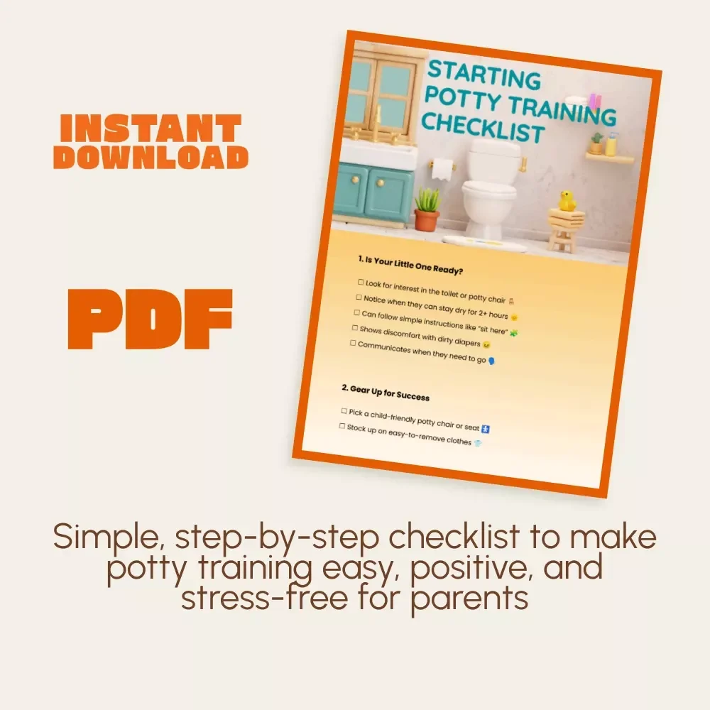 Starting Potty Training Checklist | Printable Toddler Toilet Training Guide for Parents | Digital Download Potty Chart, Routine Tracker & AI Tips