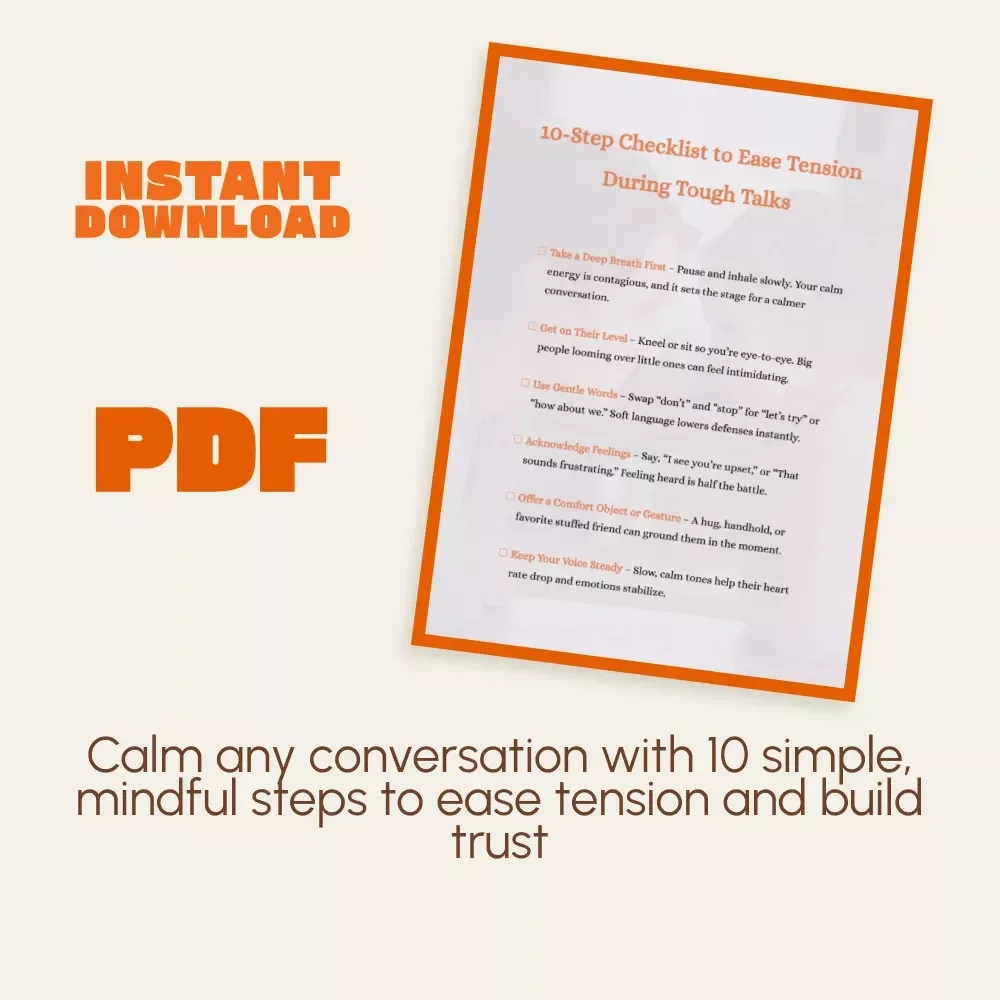10-Step Checklist to Ease Tension During Tough Talks | Calm Communication Guide | Mindful Parenting Printable | Digital Download for Stress-Free Conversations