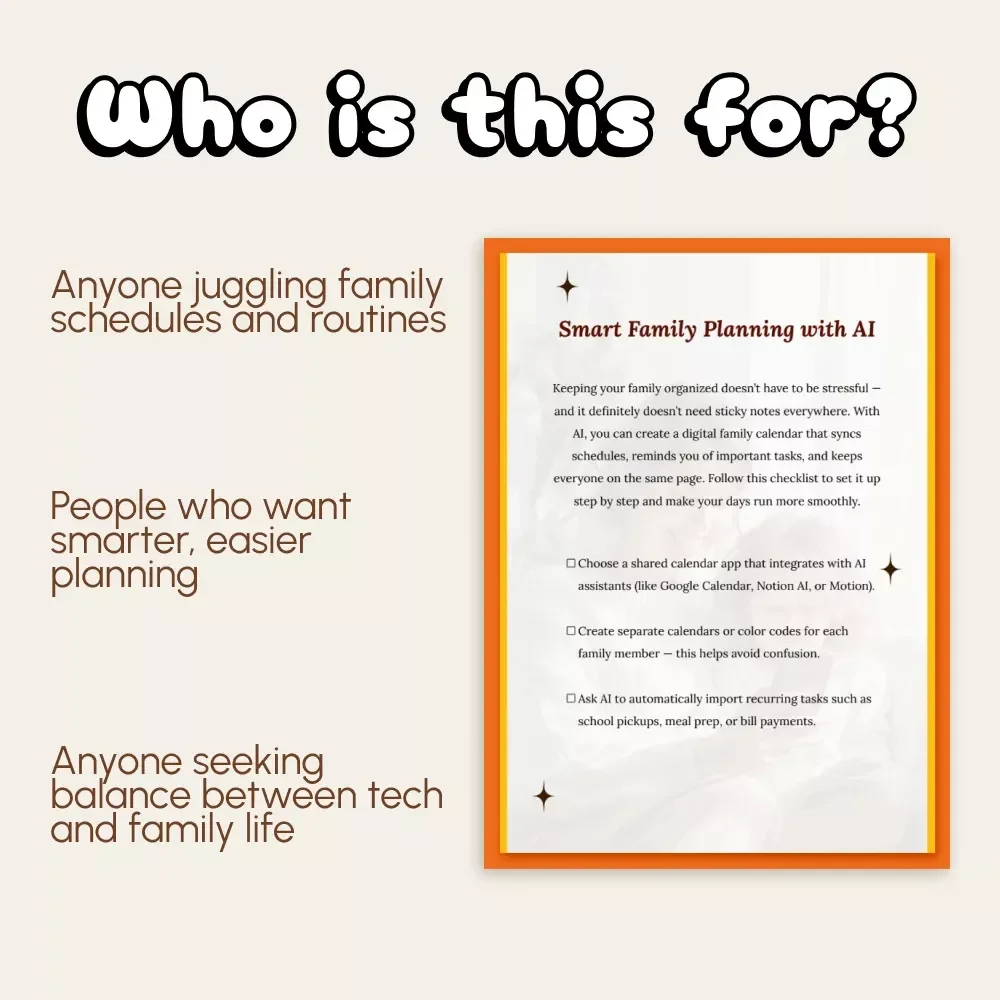 Smart Family Planning with AI | Digital Checklist | How to Use AI to Create a Family Calendar | Printable & Downloadable Family Organizer for Busy Parents