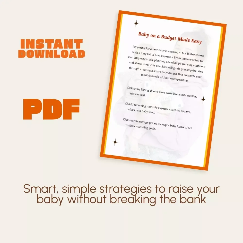 Baby on a Budget Made Easy Checklist | Printable Budget Planner for New Parents | Digital Download Guide on How to Create a Baby Budget, Track Expenses & Save Smart