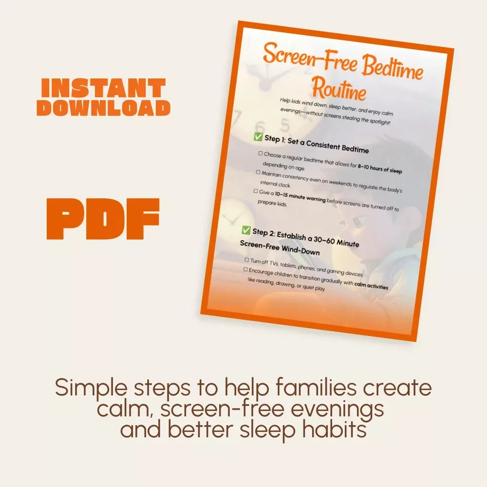 Screen-Free Bedtime Routine | Printable Checklist for Parents | Digital Download | How to Create a Screen-Free Bedtime Routine for Kids and Families