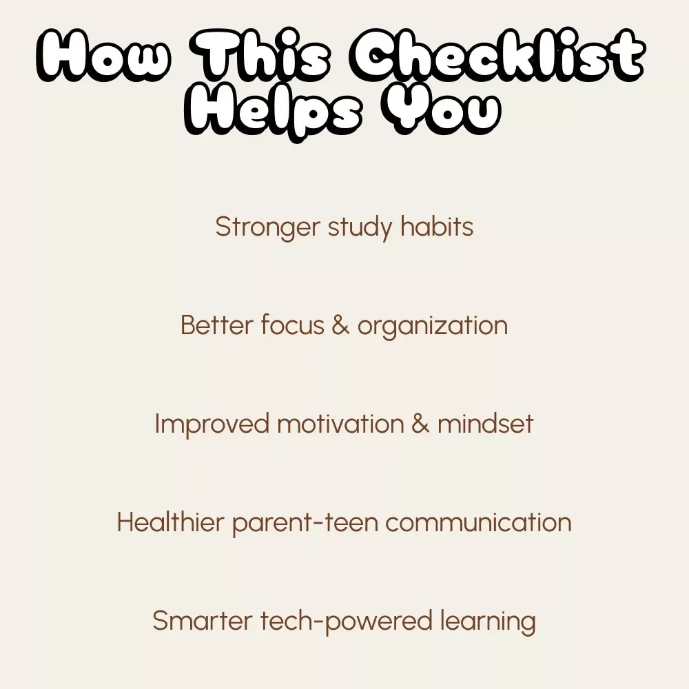 A Checklist to Boost Your Teen's Academic Success | Printable Digital Download for Parents | How to Support Your Teen's Academic Success with Study Habits, Motivation & Mindset Tools