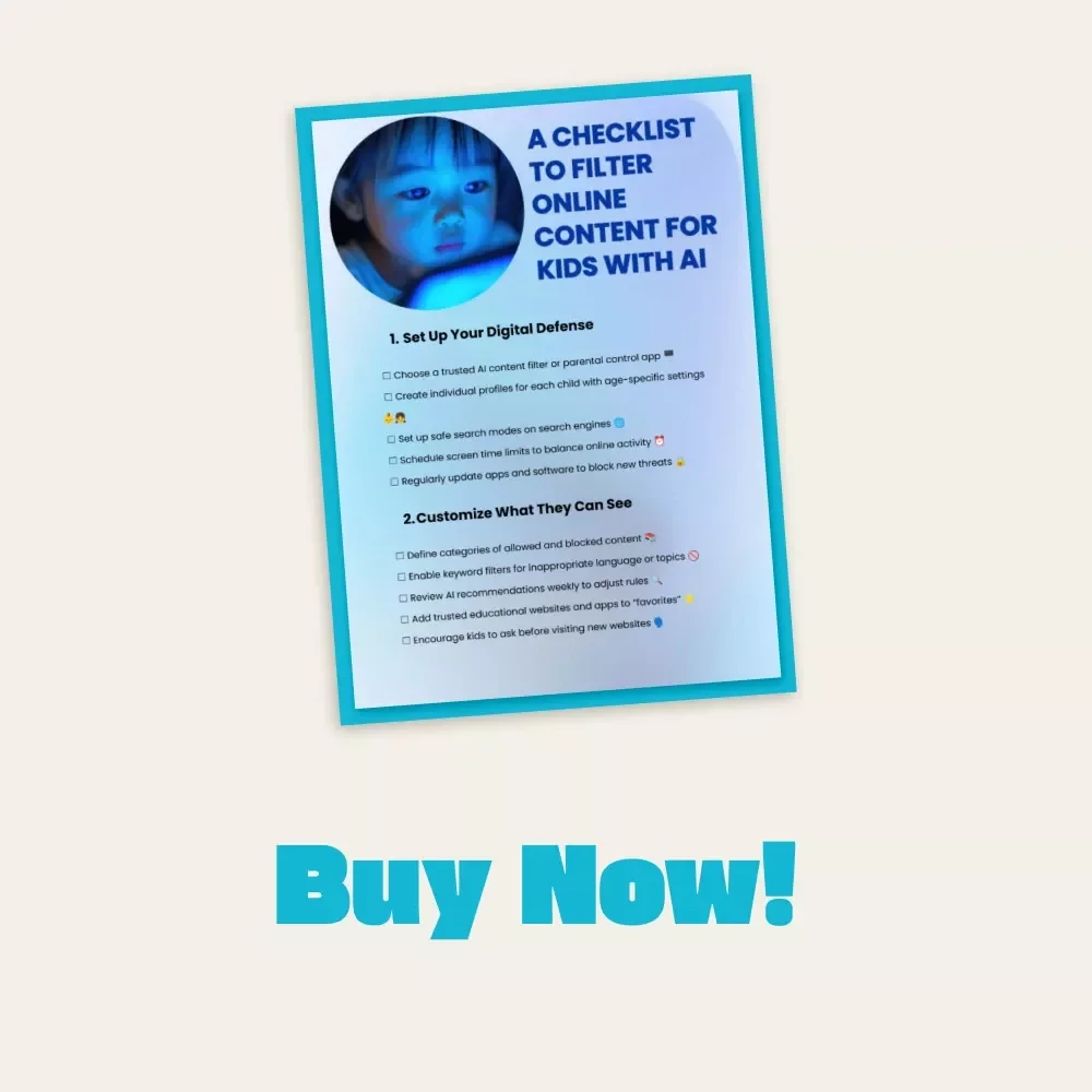 A Checklist to Filter Online Content for Kids with AI | Printable Digital Download | Parental Control & Online Safety Guide for Families