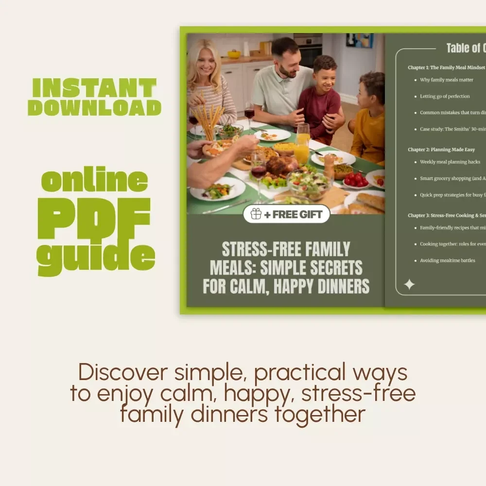 Stress-Free Family Meals: Simple Secrets for Calm, Happy Dinners | Digital Guide for How to Make Family Meals Stress-Free | Meal Planning, Recipes & Family Harmony eBook