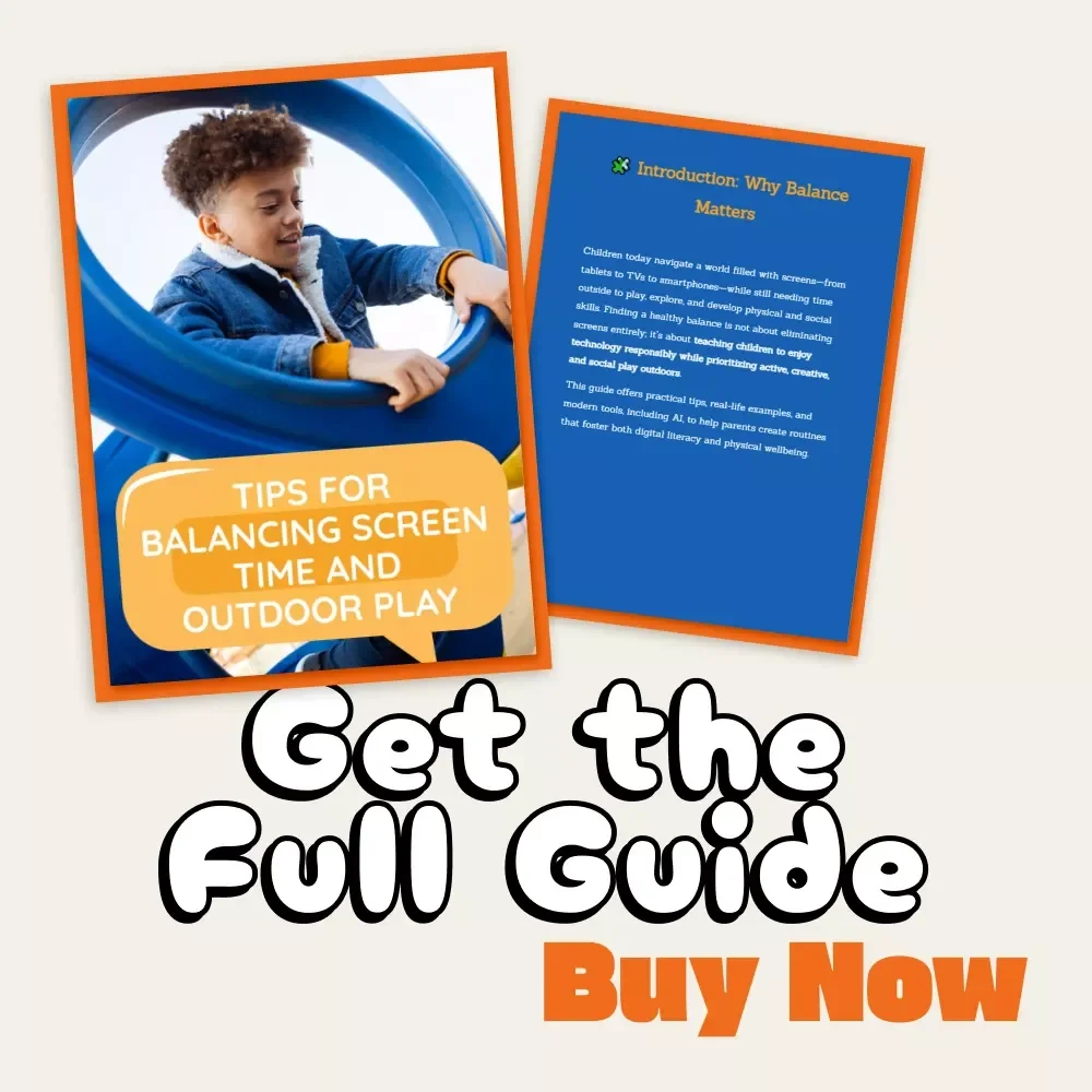 Tips for Balancing Screen Time and Outdoor Play | Digital Parenting Guide for Healthy Habits, Outdoor Fun, and Screen Time Balance Strategies | Printable Family Guide & Instant Download