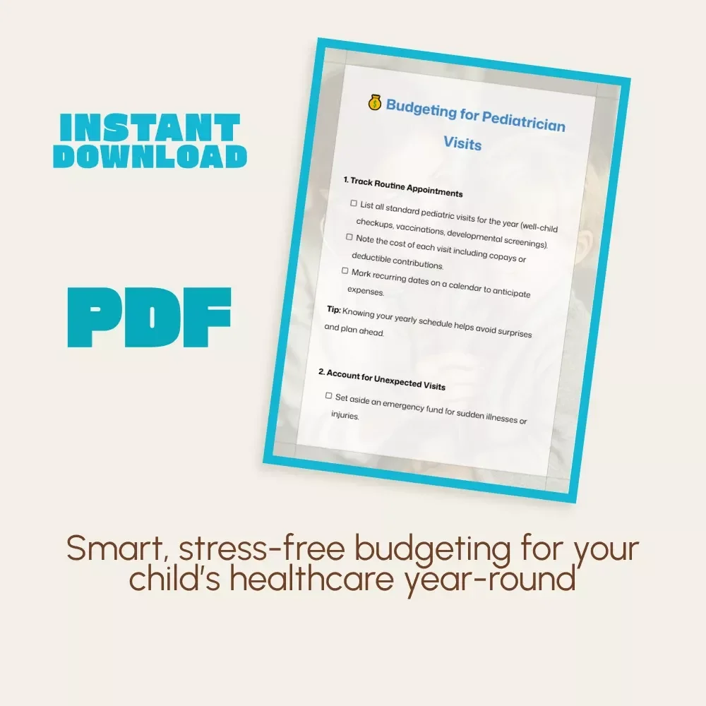 Budgeting for Pediatrician Visits | Printable Checklist for Parents | How to Budget for Pediatrician Visits | Family Healthcare Expense Planner (Digital Download)