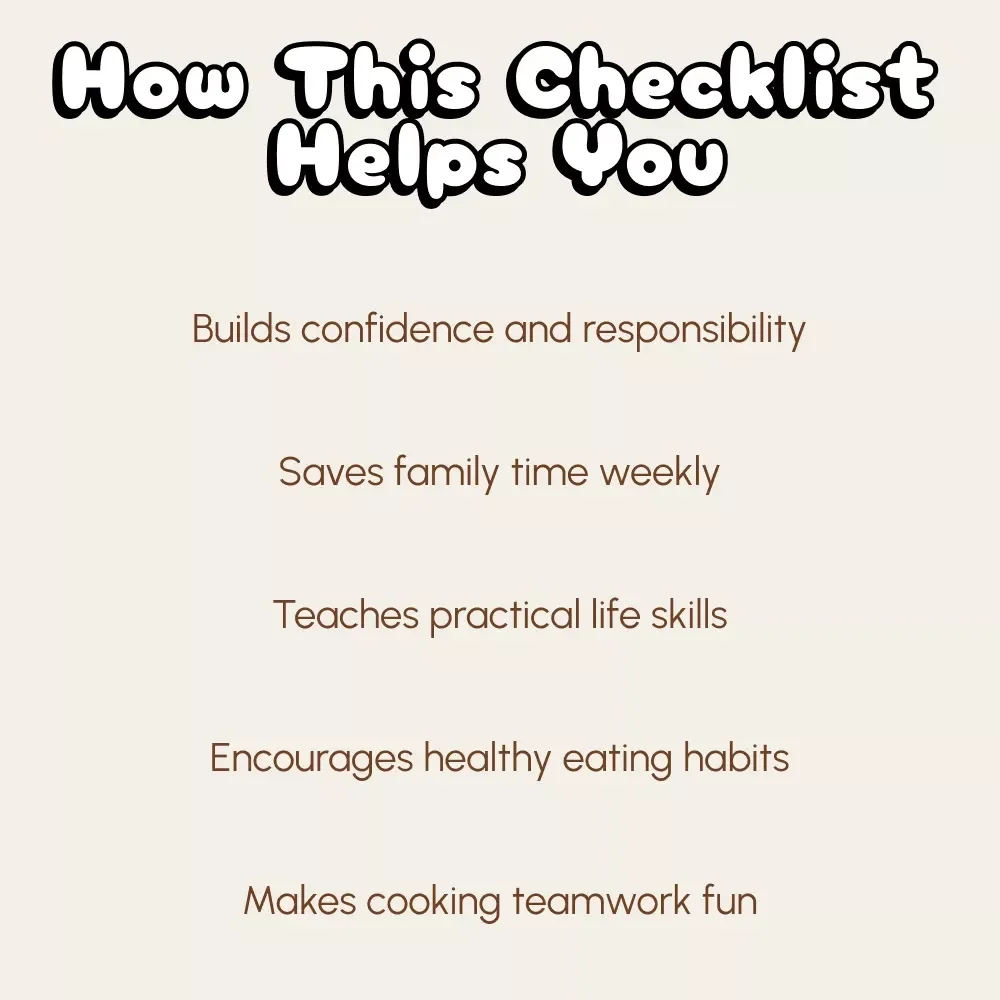Delegating Meal Prep to Kids Checklist | Printable Family Guide for Teaching Kids How to Delegate Meal Preparation, Cooking Confidence & Responsibility