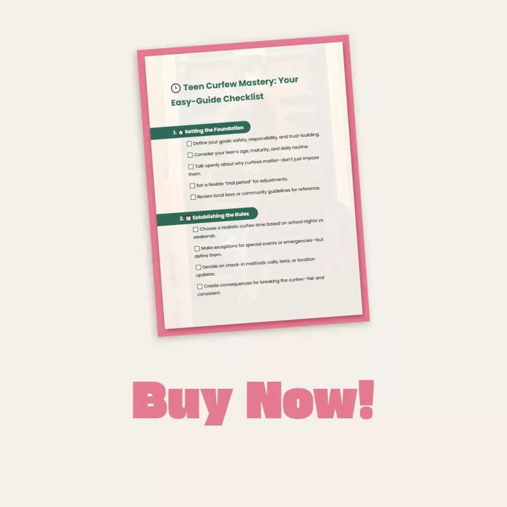 Teen Curfew Mastery: Your Easy-Guide Checklist | Printable Digital Download for Parents | How to Set Curfews for Teenagers | Family Rules Planner & Communication Guide