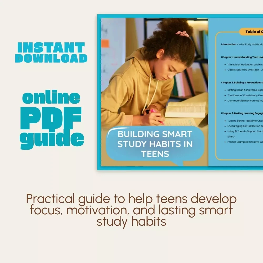 Building Smart Study Habits in Teens | Digital Guide for Parents & Educators | How to Encourage Good Study Habits in Teens | Printable PDF Download