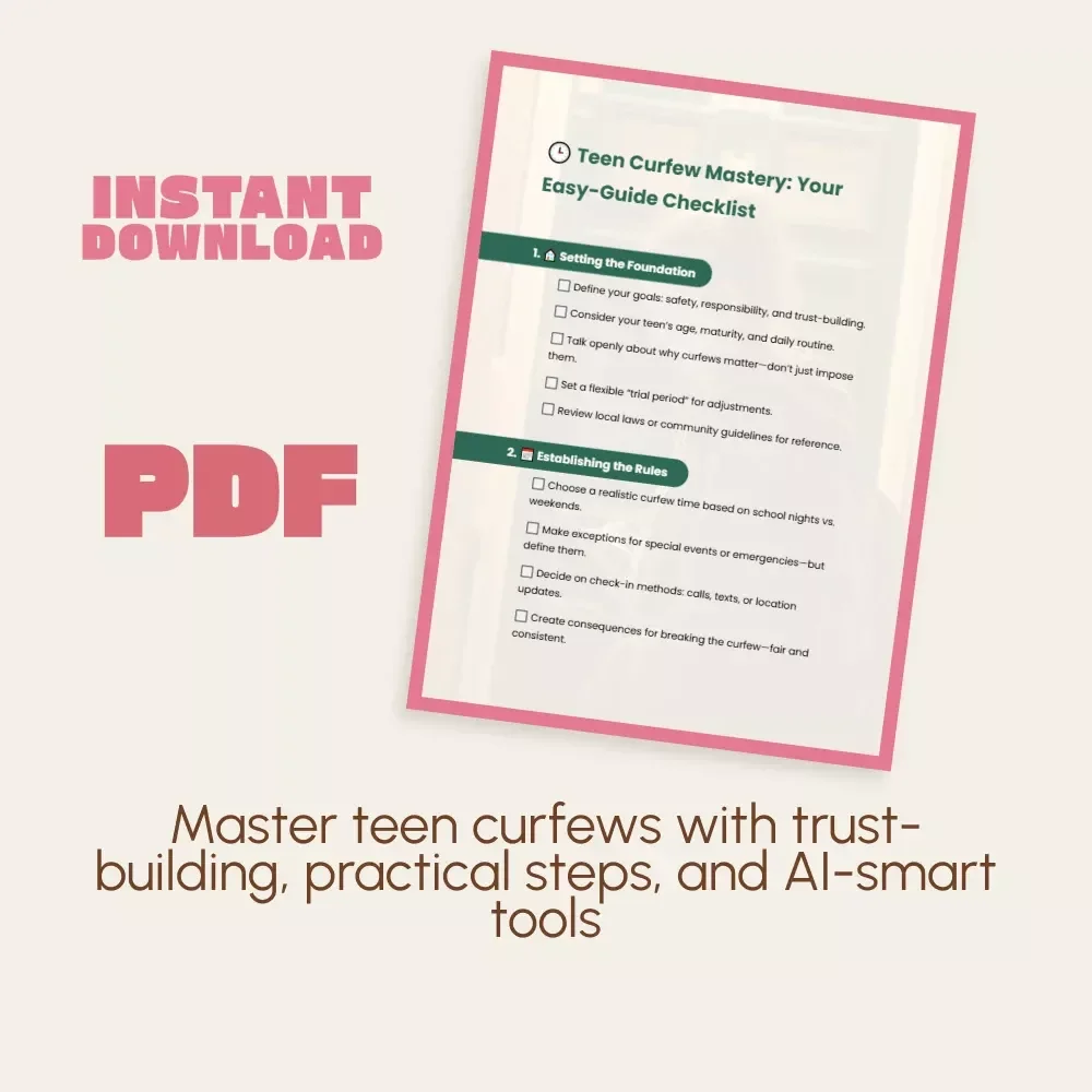 Teen Curfew Mastery: Your Easy-Guide Checklist | Printable Digital Download for Parents | How to Set Curfews for Teenagers | Family Rules Planner & Communication Guide