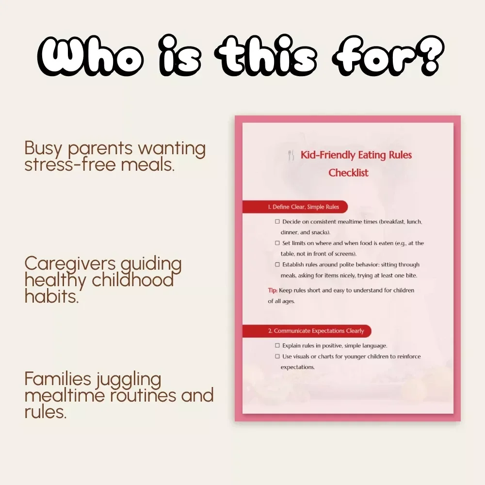 Kid-Friendly Eating Rules Checklist | Printable Guide for Parents | How to Set Rules Around Eating for Happy, Stress-Free Family Mealtimes