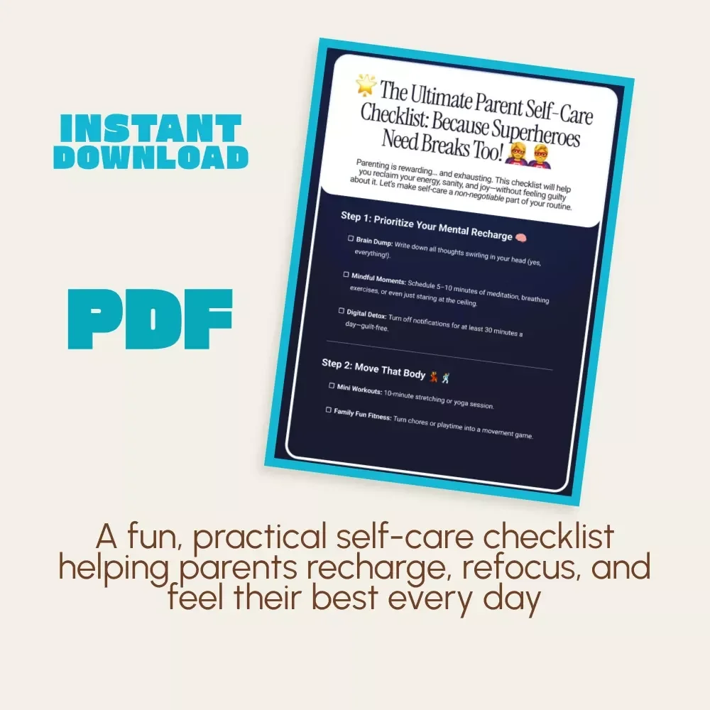 The Ultimate Parent Self-Care Checklist: Because Superheroes Need Breaks Too! | Printable Digital Download | Self-Care Guide for Busy Moms & Dads | Wellness Planner & Mindfulness Workbook