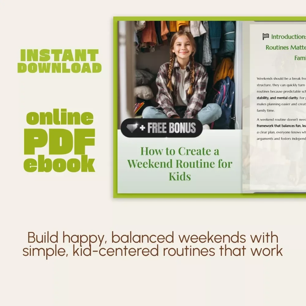 How to Create a Weekend Routine for Kids | Printable eBook Guide for Parents | Family Routine Planner for Stress-Free Weekends
