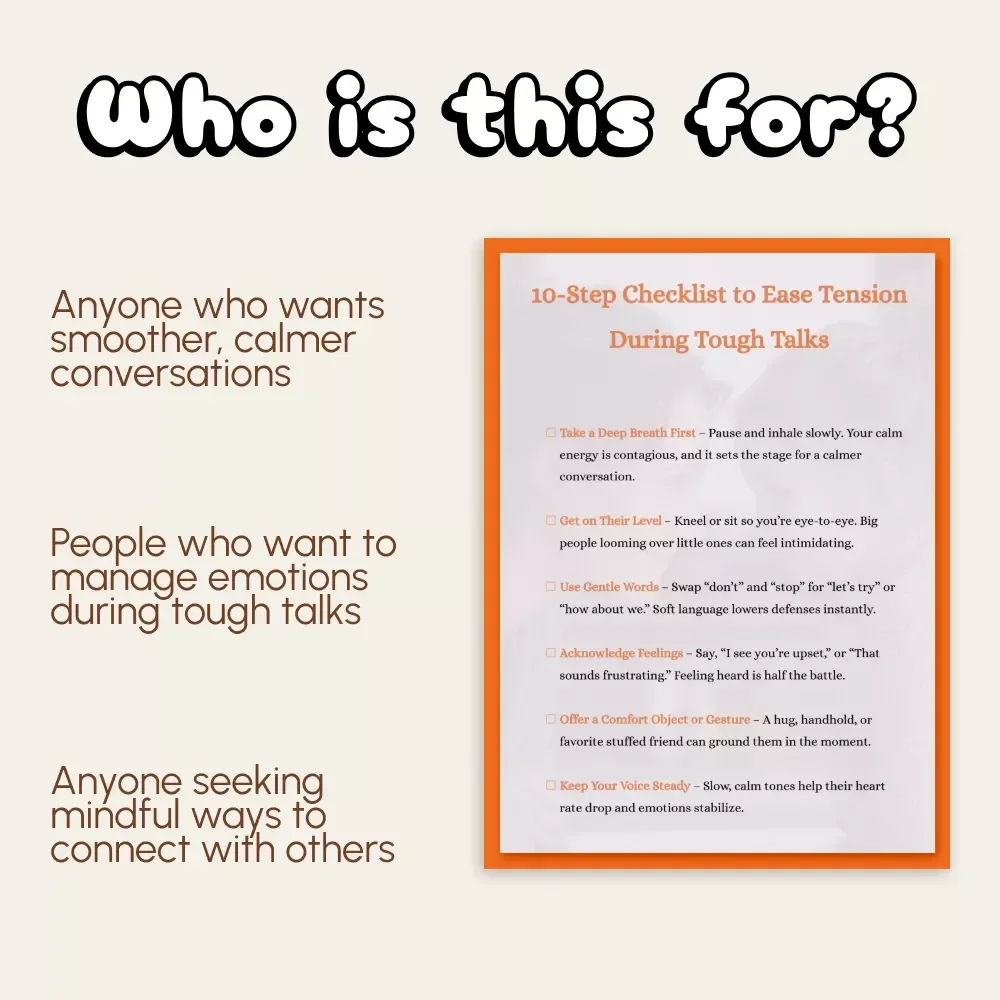 10-Step Checklist to Ease Tension During Tough Talks | Calm Communication Guide | Mindful Parenting Printable | Digital Download for Stress-Free Conversations