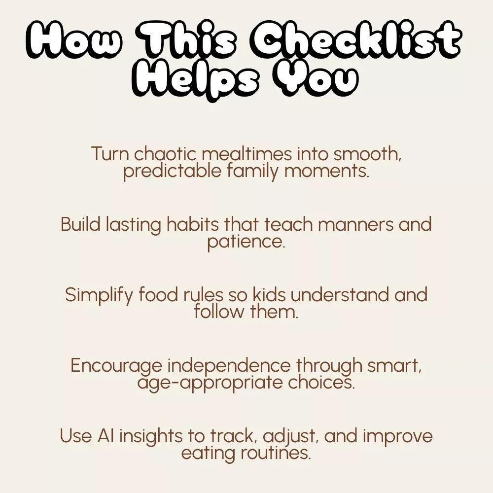 Kid-Friendly Eating Rules Checklist | Printable Guide for Parents | How to Set Rules Around Eating for Happy, Stress-Free Family Mealtimes