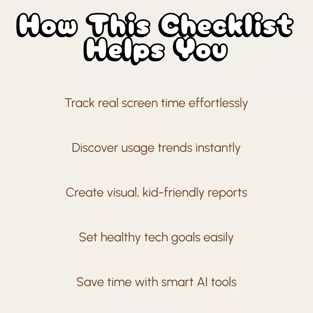 The AI-Powered Kids Screen Time Report Checklist | Digital Download | Parenting Guide for Managing Screen Time with AI Tools & Data Insights | eBook & Printable Checklist