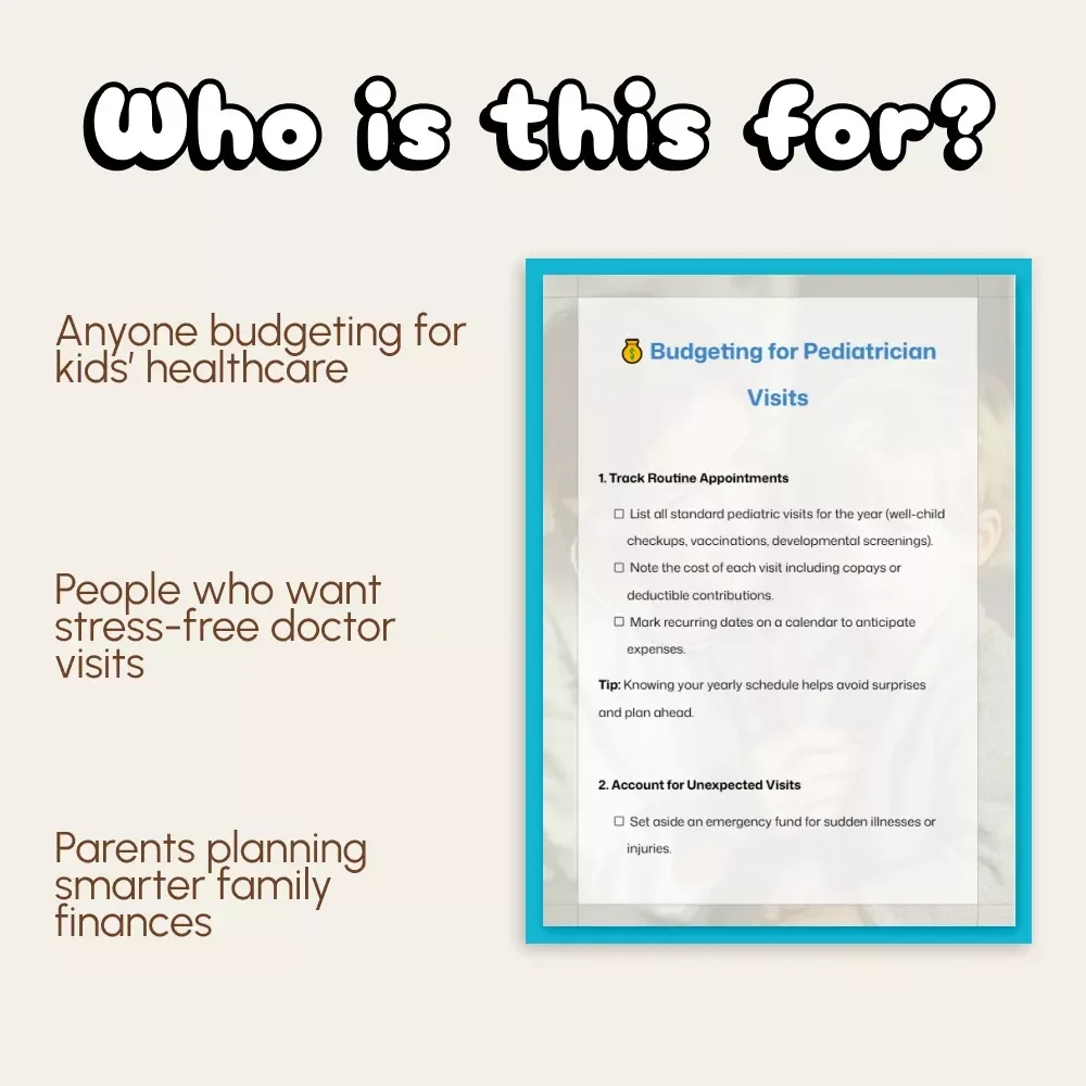 Budgeting for Pediatrician Visits | Printable Checklist for Parents | How to Budget for Pediatrician Visits | Family Healthcare Expense Planner (Digital Download)