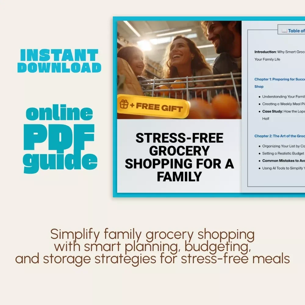 Stress-Free Grocery Shopping for a Family | Digital Guide to Smart Meal Planning, Budgeting, and Efficient Family Grocery Management | How to Manage Grocery Shopping for a Family eBook